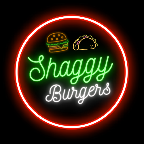 Logotipo luminoso de Shaggy's Burgers